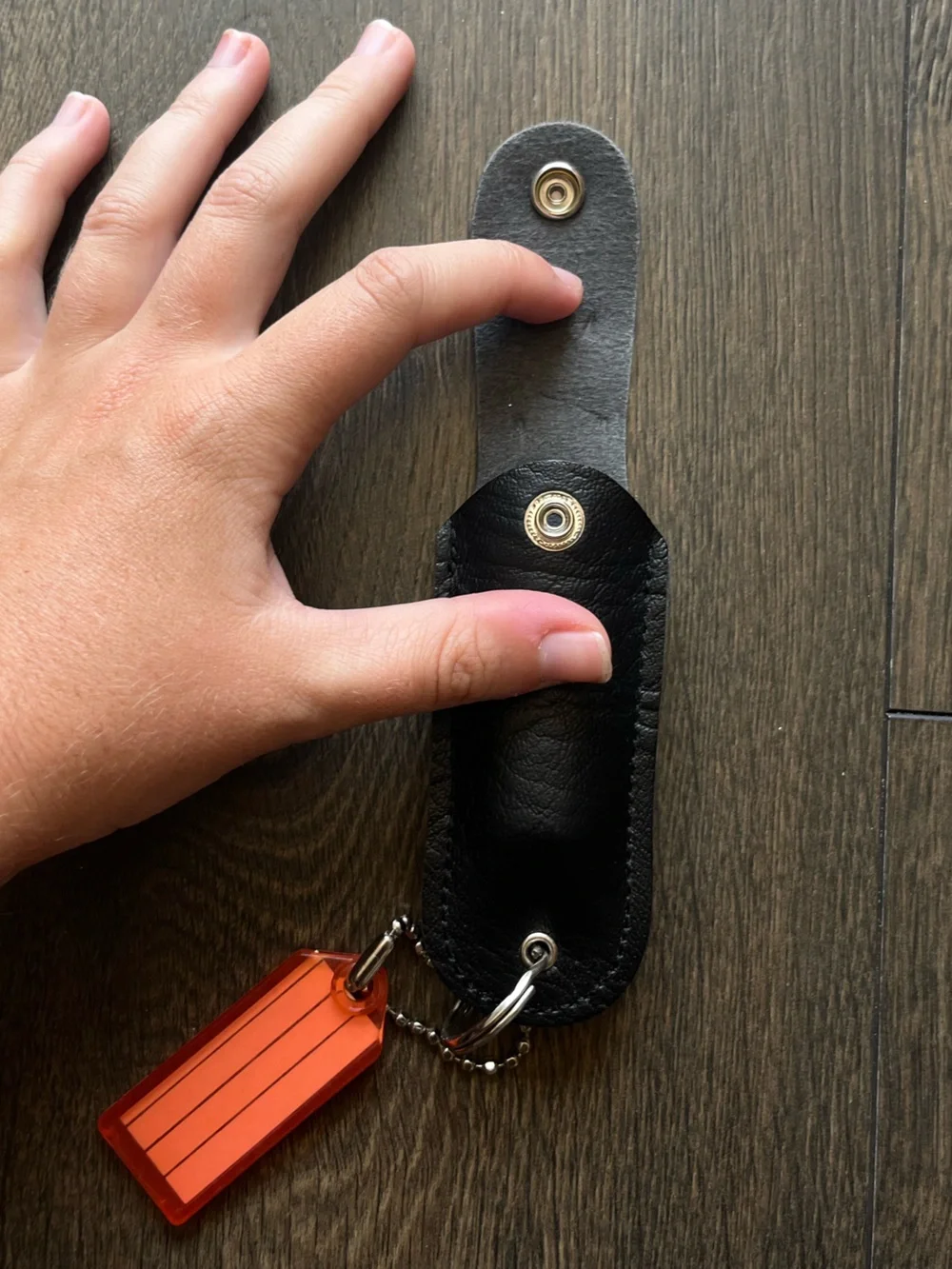 Black Leather Pepper Spray Holster Key Chain